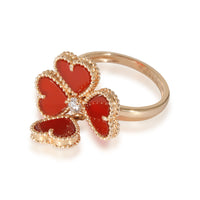 Van Cleef & Arpels Sweet Alhambra Effeuillage Carnelian 18KT Gold Ring 0.09CTW