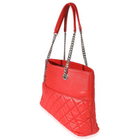 Chanel Red Lambskin CC Front Pocket Chain Tote