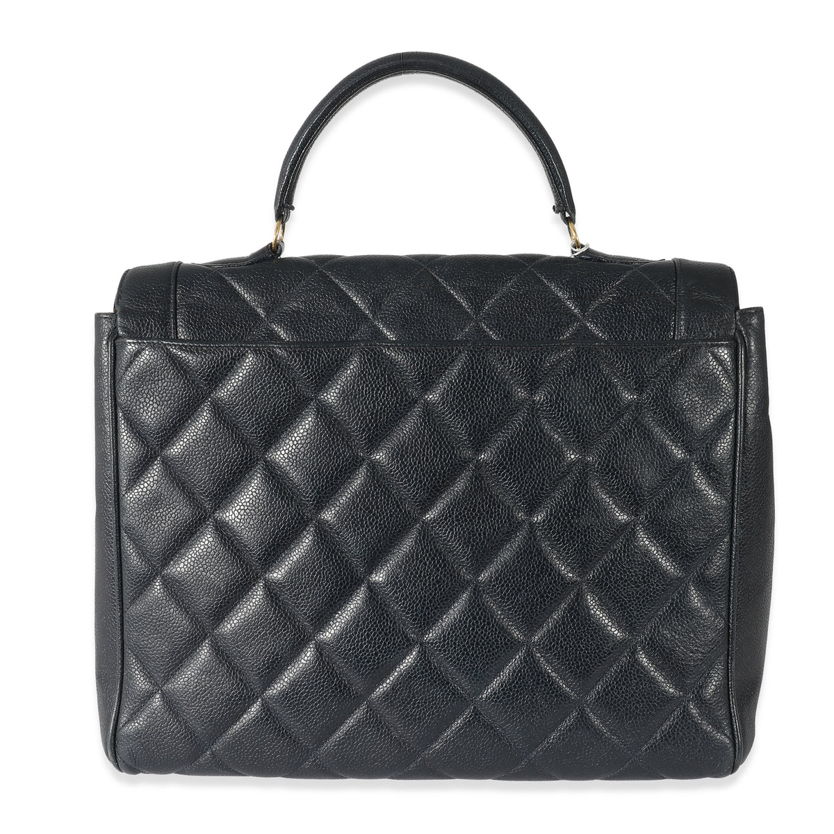 Chanel Black Quilted Caviar Top Handle Kelly Bag