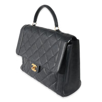 Chanel Black Quilted Caviar Top Handle Kelly Bag