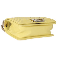 Chanel Yellow Caviar Chevron Small Boy Bag