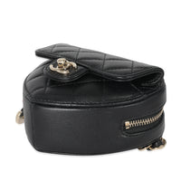 Chanel Black Quilted Lambskin Mini CC In Love Heart Bag