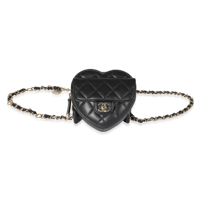 Chanel Black Quilted Lambskin Mini CC In Love Heart Bag