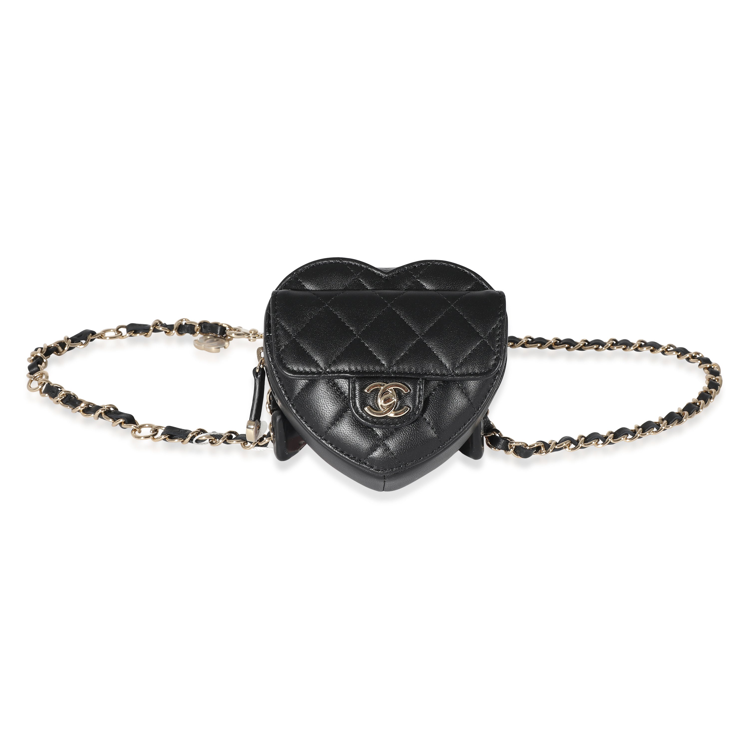 Chanel Black Quilted Lambskin Mini CC In Love Heart Bag, myGemma, QA