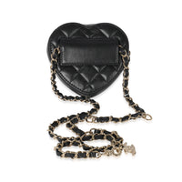 Chanel Black Quilted Lambskin Mini CC In Love Heart Bag