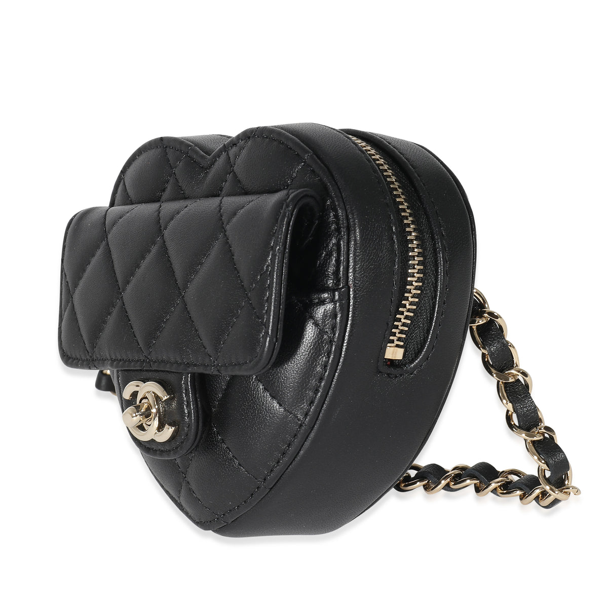 Chanel Black Quilted Lambskin Mini CC In Love Heart Bag, myGemma, QA