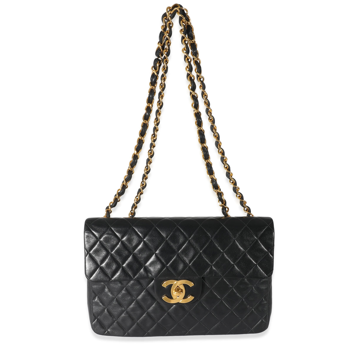 Chanel Black Quilted Lambskin Maxi Single Flap Bag