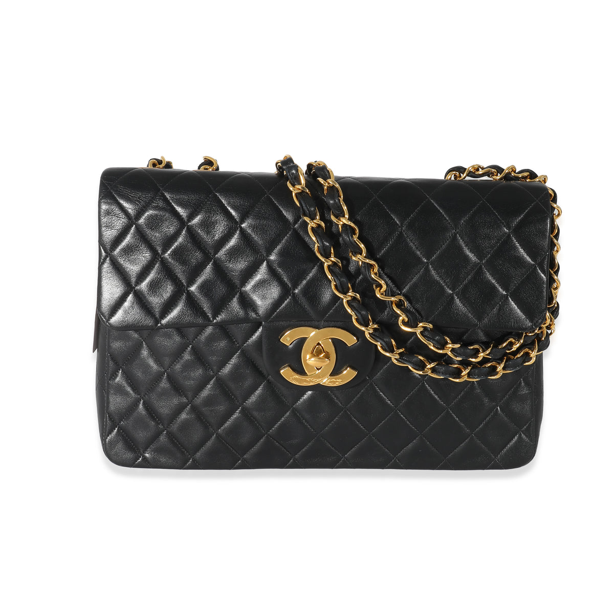 Chanel Black Quilted Lambskin Maxi Single Flap Bag