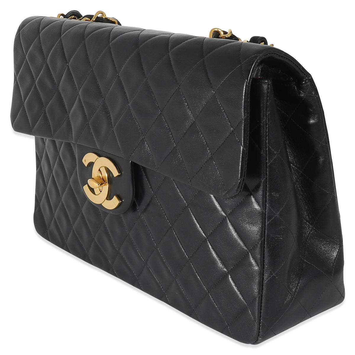 Chanel Black Quilted Lambskin Maxi Single Flap Bag