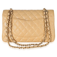 Chanel Beige Quilted Caviar Medium Classic Double Flap Bag