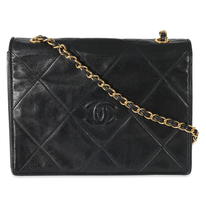 Chanel Vintage Black Lambskin CC Stitch Flap Bag