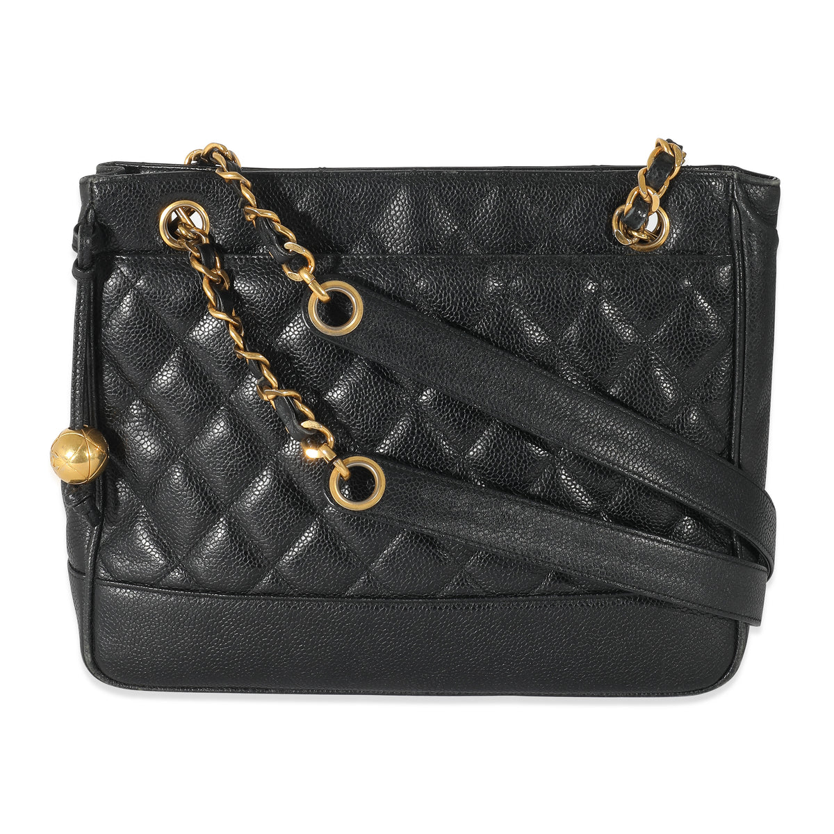 Chanel Black Quilted Caviar Matelasse Chain Shoulder Bag