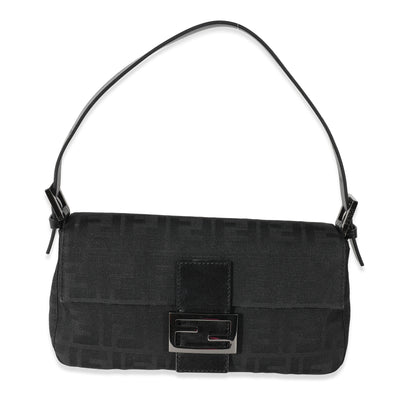 Fendi Black Zucca Canvas Baguette