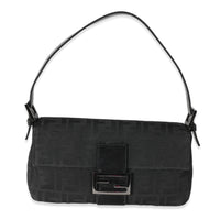 Fendi Black Zucca Canvas Baguette