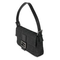 Fendi Black Zucca Canvas Baguette