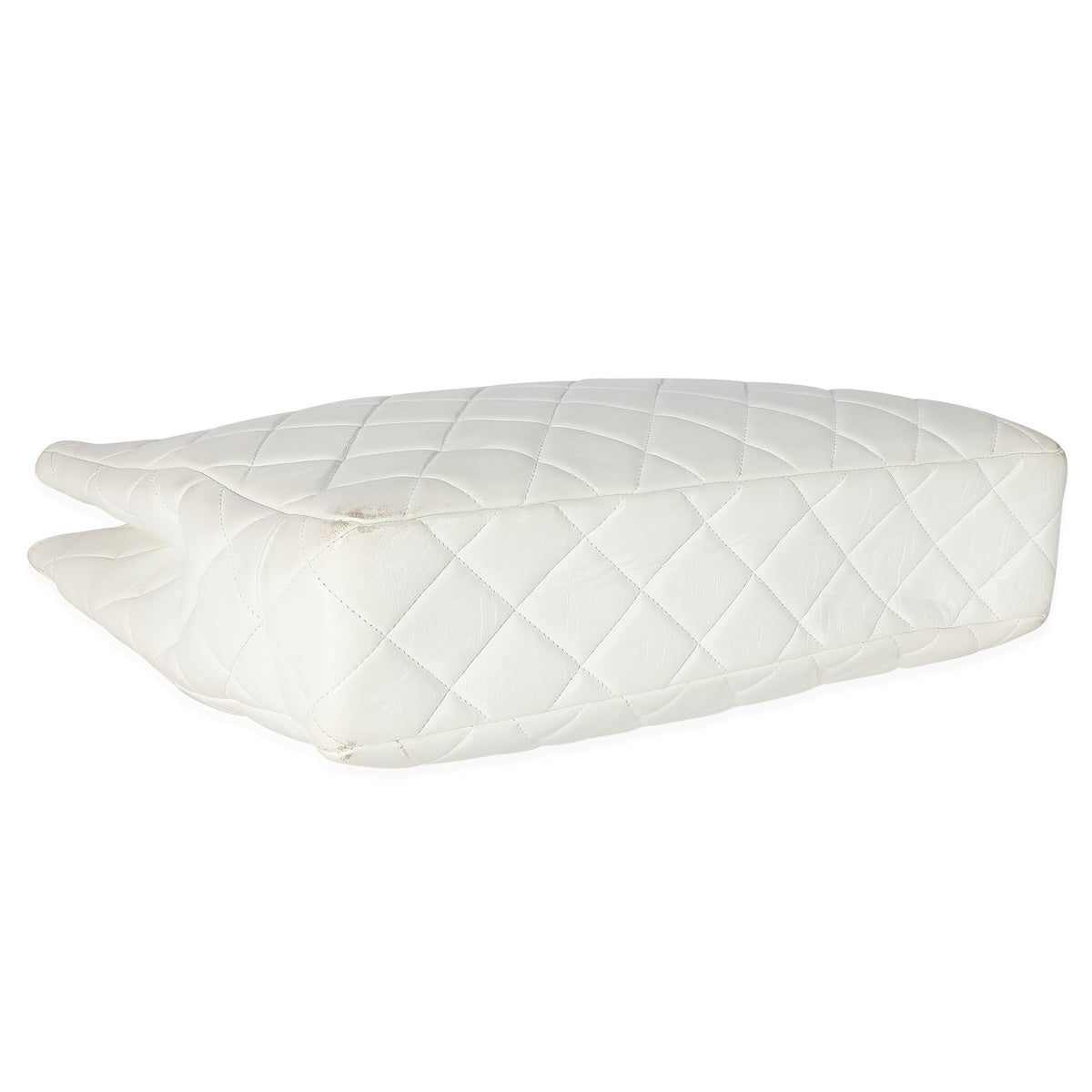 Chanel White Quilted Lambskin Shopping Tote