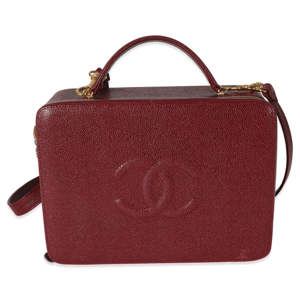 Chanel Vintage Burgundy Caviar CC Top Handle Vanity Case