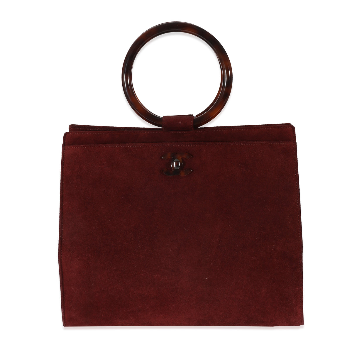 Chanel Red Suede Ring Top Handle Bag