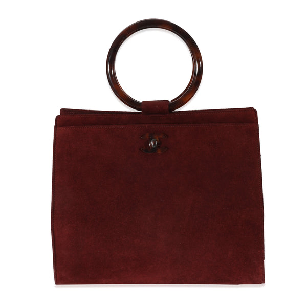 Chanel Red Suede Ring Top Handle Bag