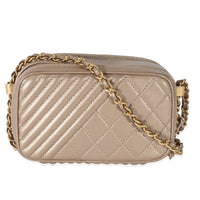 Chanel Gold Metallic Lambskin Coco Boy Camera Case