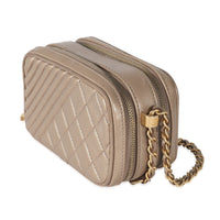 Chanel Gold Metallic Lambskin Coco Boy Camera Case